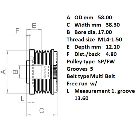 ΤΡΟΧΑΛΙΑ ALTERNATOR AVENSIS  ( INA )
