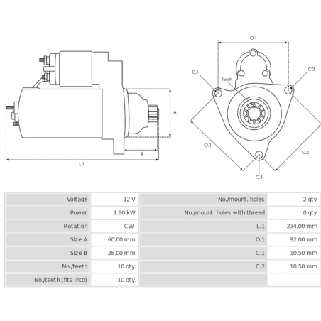 ΜΙΖΑ 12V 1,7KW CAYENNE BY CARGO
