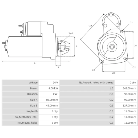 ΜΙΖΑ 24V 4,0KW ATEGO A0041516201 ΤΥΠΟΥ DELCO REMY
