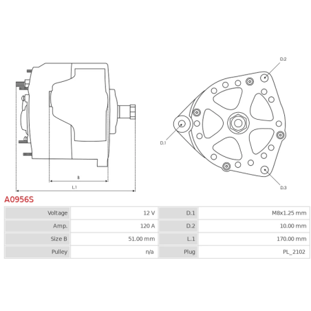 ALTERNATOR  1E32317G01 14V  120A THERMOKING AS-PL