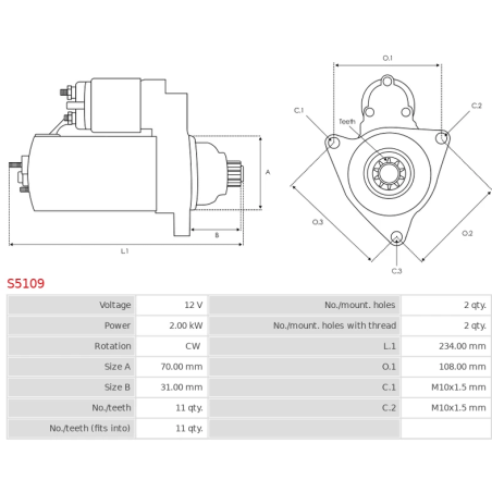 MIZA 12V  Diesel NAVARA 2,5 M008T76071ZE S5109 BY AS-PL