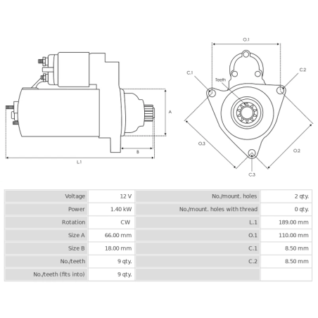 ΜΙΖΑ 12V 1,4KW  KUBOTA BY CARGO