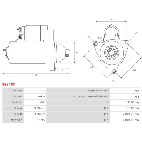 MIZA 12V 1,4KW 10ΔΟΝΤΙΑ TOYOTA AS-PL