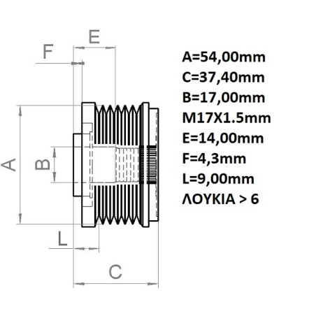 ΤΡΟΧΑΛΙΑ ALTERNATOR DENSO-MARELLI-OPEL AS
